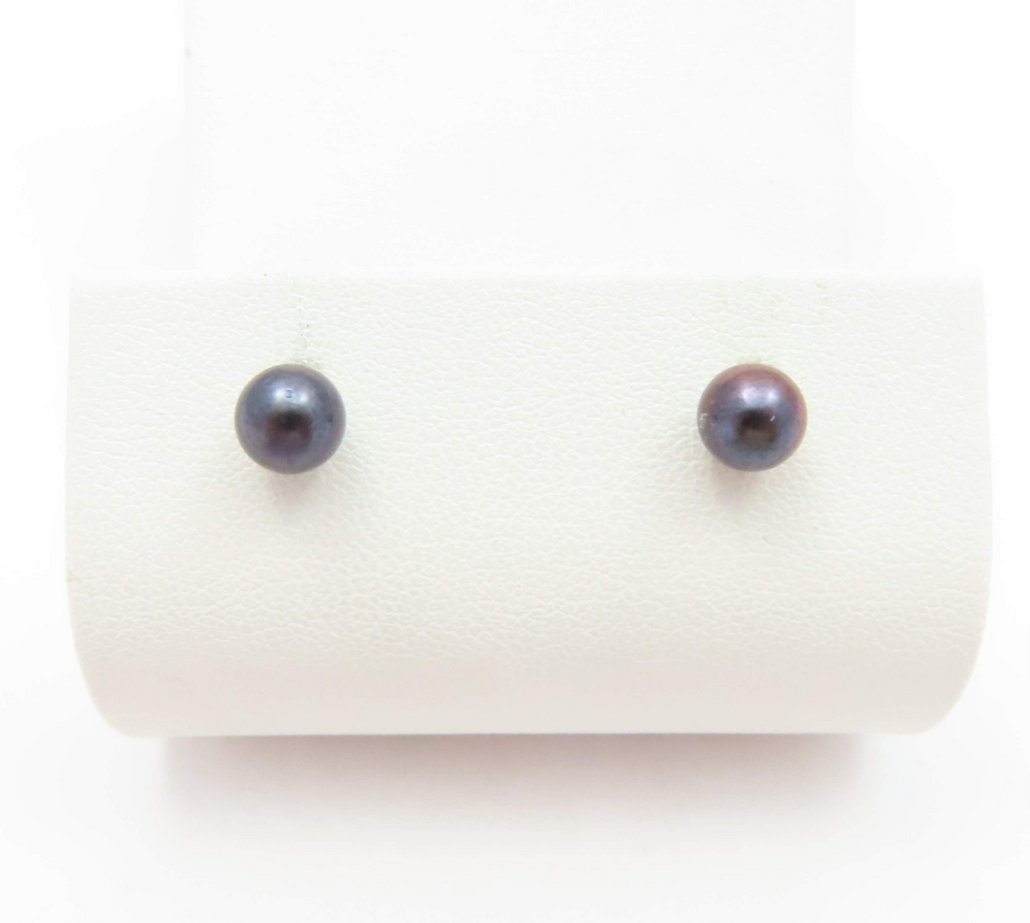 14k Yellow Gold Black Pearl Stud Earrings