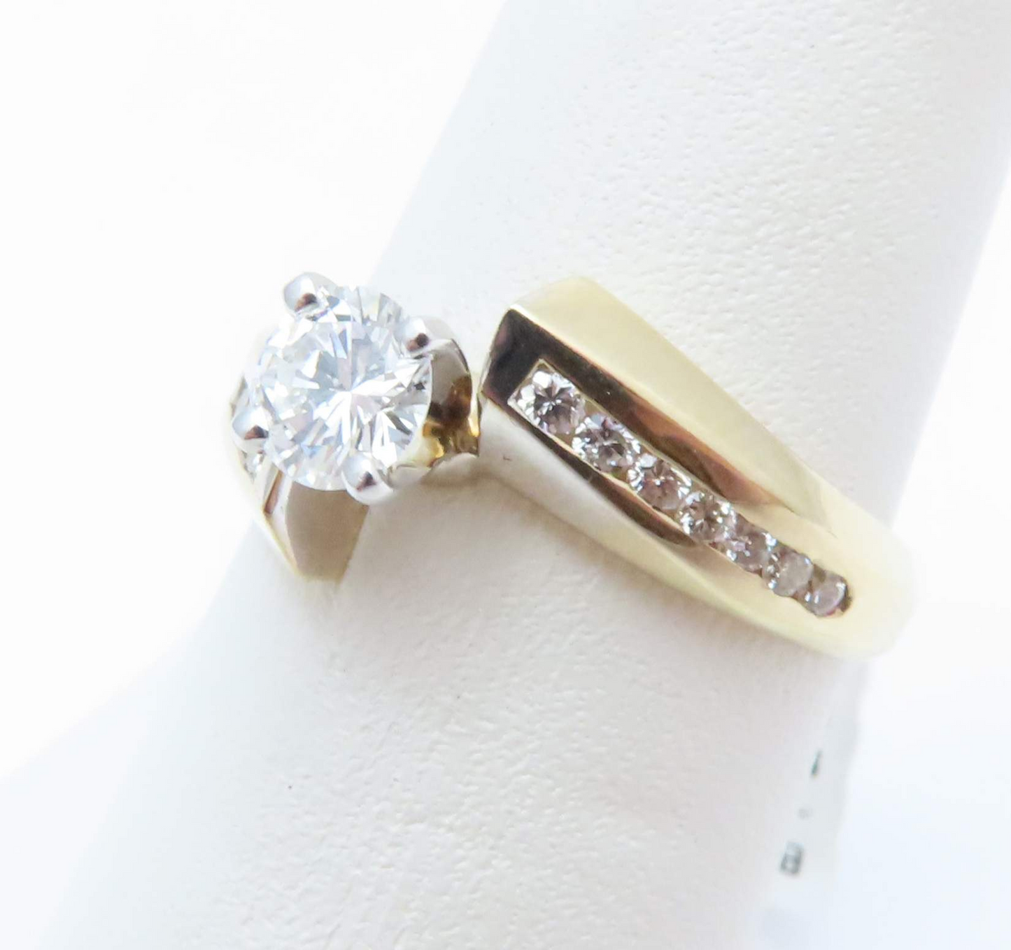 14k Yellow Gold Round Diamond Bypass Ring Size 6.5