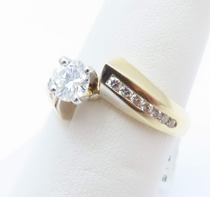 14k Yellow Gold Round Diamond Bypass Ring Size 6.5