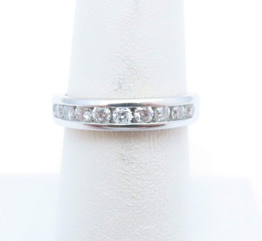 18k White Gold 3/8ctw Round Diamond Channel Set Band Size 6.25