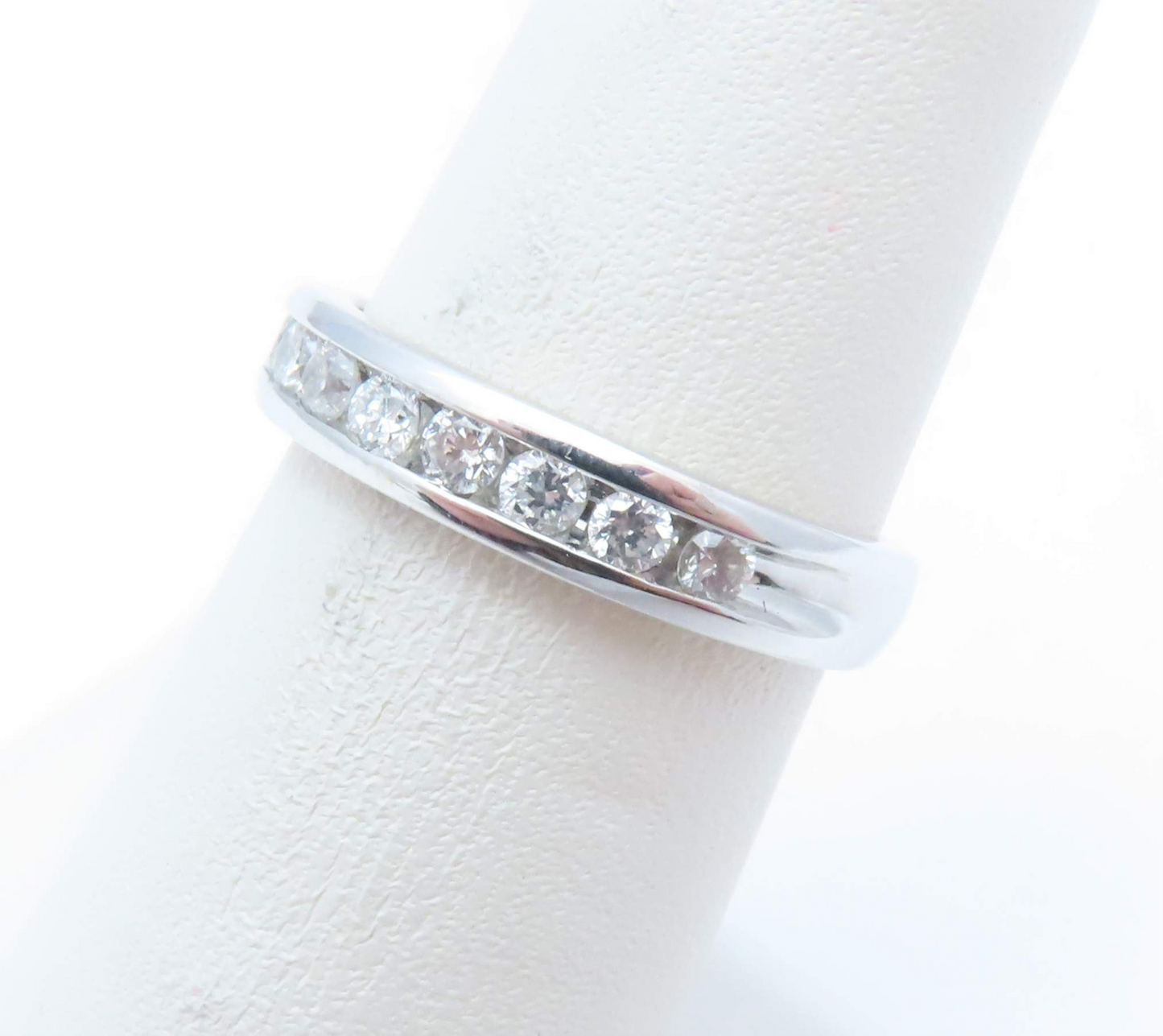 18k White Gold 3/8ctw Round Diamond Channel Set Band Size 6.25
