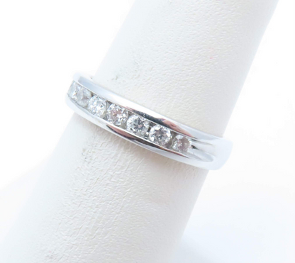 18k White Gold 3/8ctw Round Diamond Channel Set Band Size 6.25