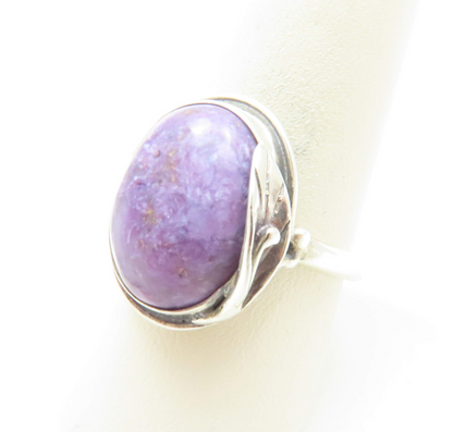 Sterling Silver Oval Charoite Ring Size 9.25