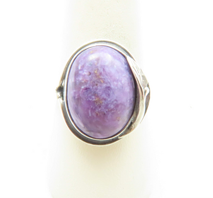 Sterling Silver Oval Charoite Ring Size 9.25