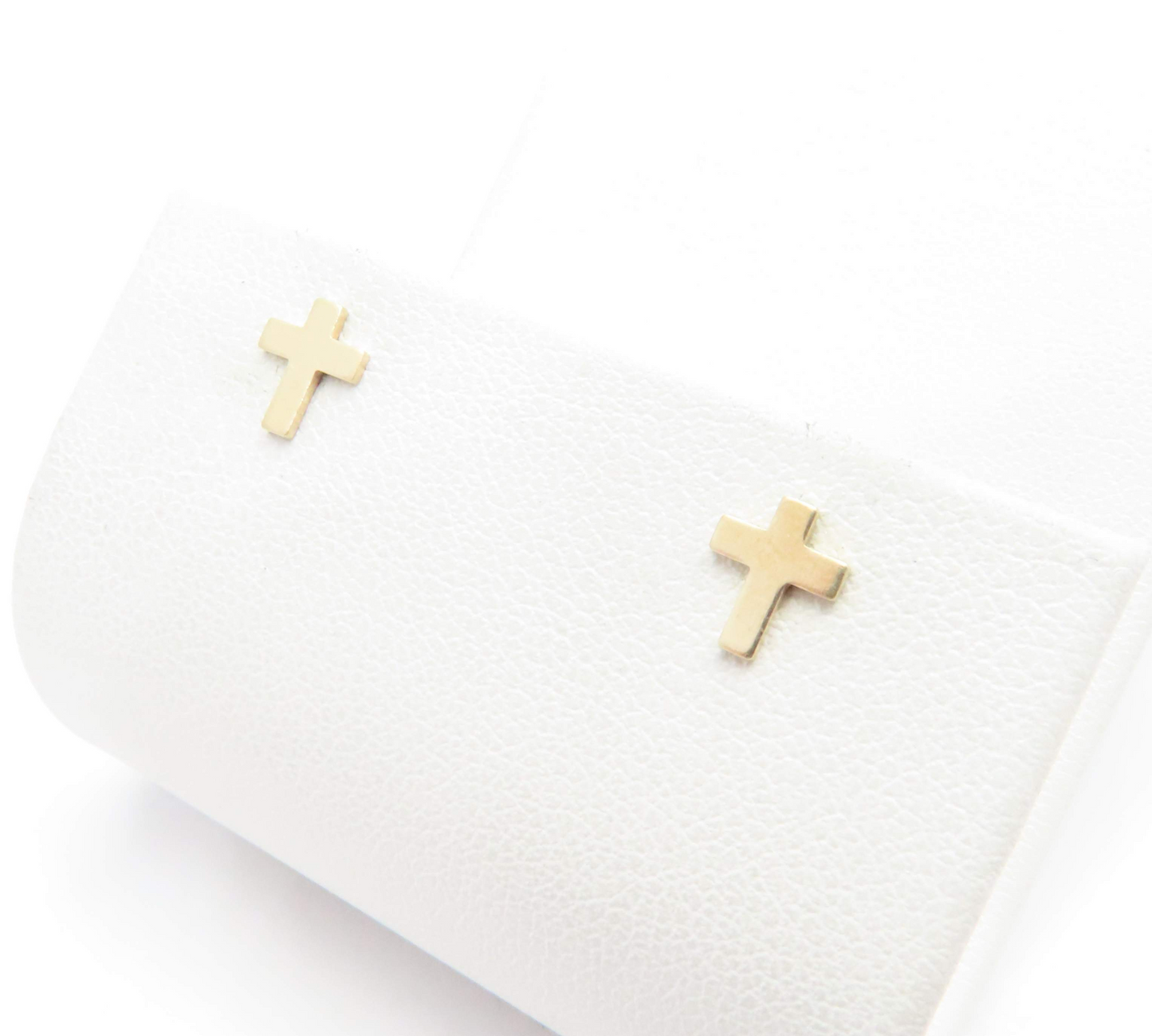 14k Yellow Gold Petite Cross Stud Earrings