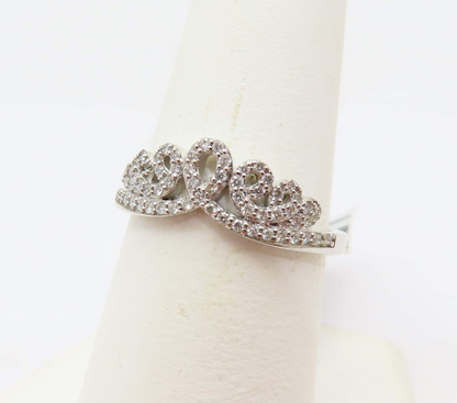 10k White Gold 1/3ctw Diamond Crown Ring Size 7