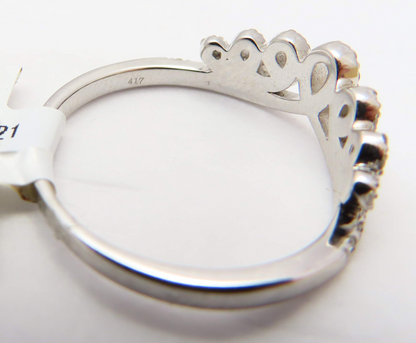10k White Gold 1/3ctw Diamond Crown Ring Size 7