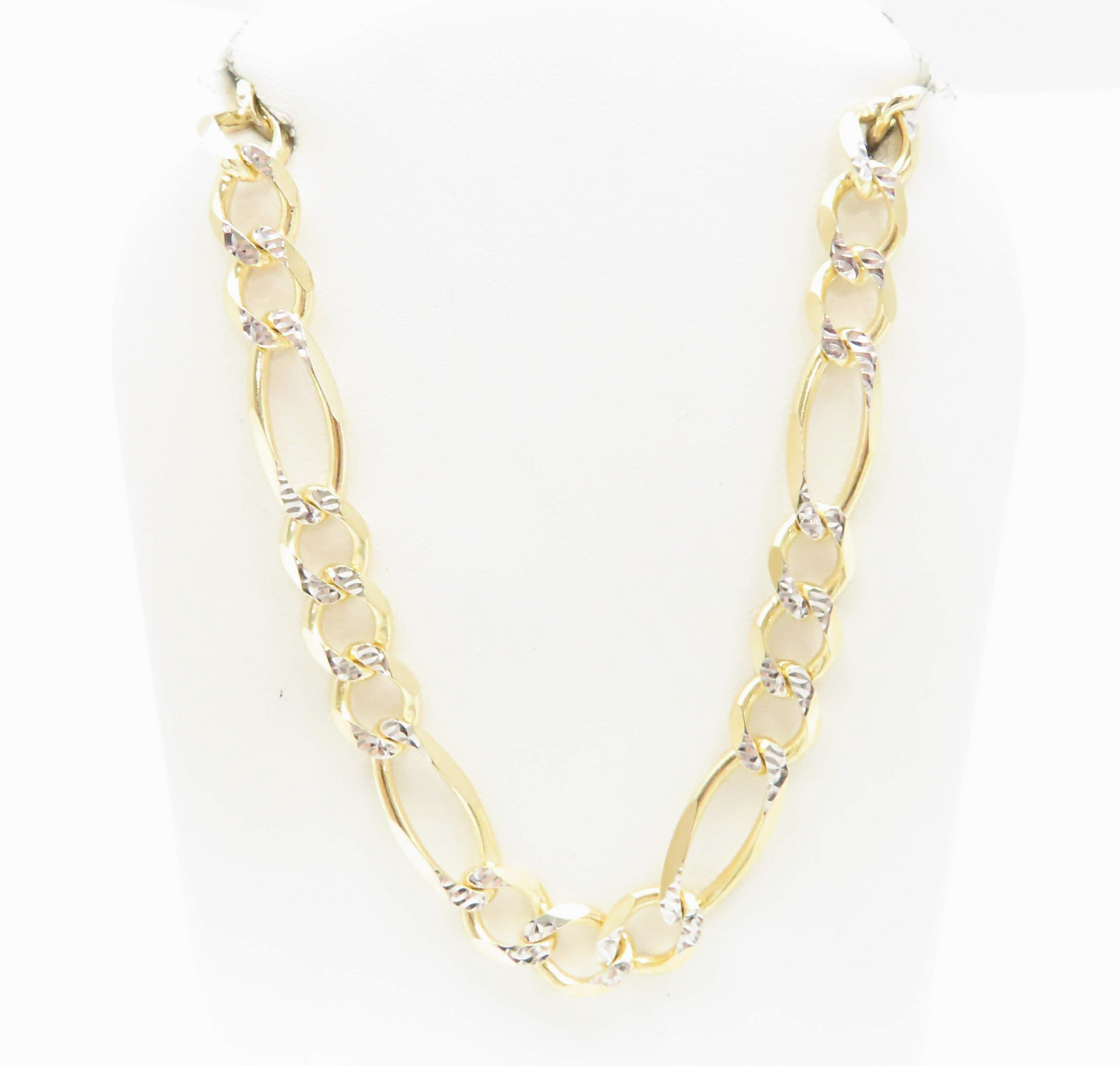 14k Two Tone 8mm Diamond Cut Figaro Link Chain 24”