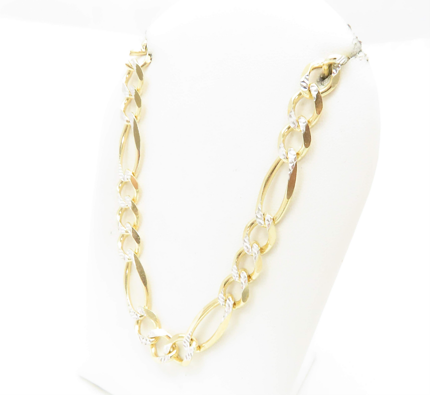 14k Two Tone 8mm Diamond Cut Figaro Link Chain 24”