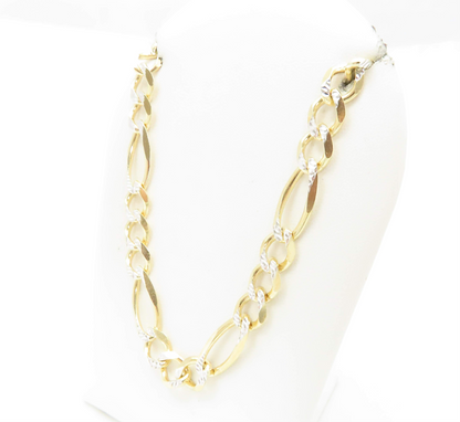 14k Two Tone 8mm Diamond Cut Figaro Link Chain 24”