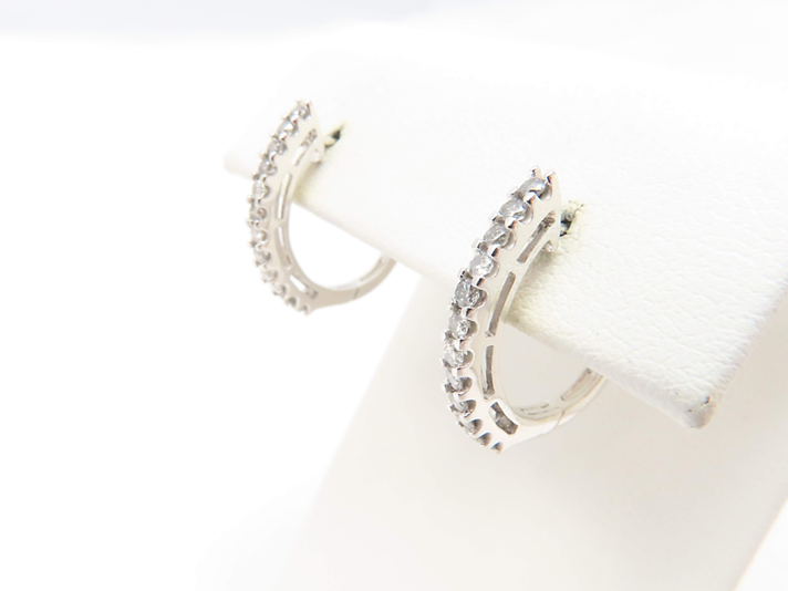 10k White Gold ~1/2ctw Diamond Prong-Set Hoop Earrings