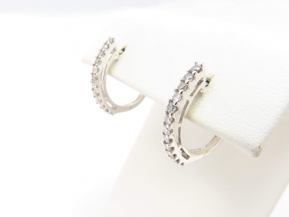 10k White Gold ~1/2ctw Diamond Prong-Set Hoop Earrings