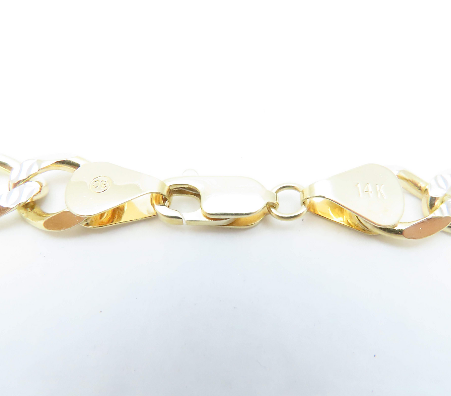 14k Two Tone 8mm Diamond Cut Figaro Link Chain 24”