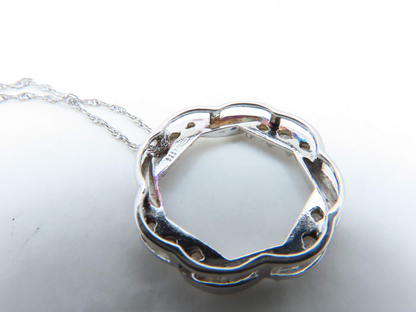 Sterling Silver Diamond Twisted Open Circle Pendant 18" Necklace *EFFY