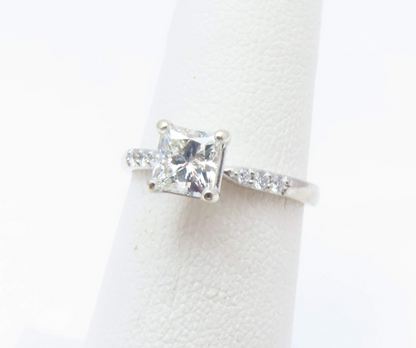 14k White Gold 5/8ctw Diamond Princess Cut Ring Size 5