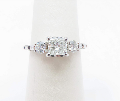 18k White Gold ~3/4ctw Diamond Three Stone Ring Size 5.75