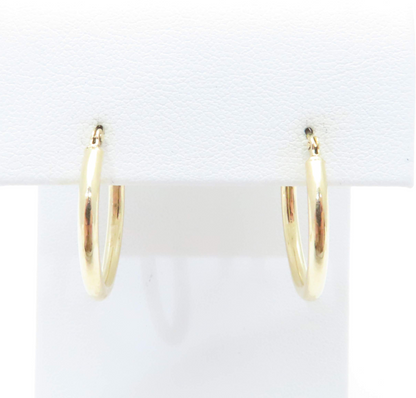14k Yellow Gold 7/8" Plain Hoop Earrings