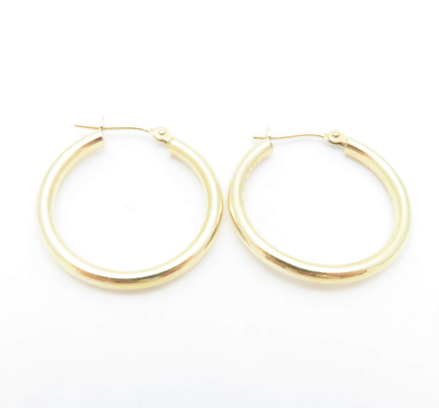14k Yellow Gold 7/8" Plain Hoop Earrings