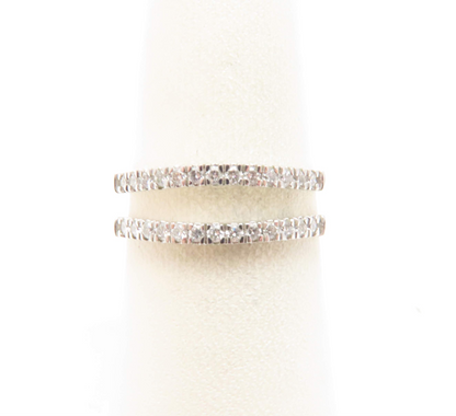 14k White Gold Round Diamond Ring Jacket Size 7