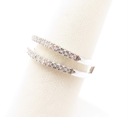 14k White Gold Round Diamond Ring Jacket Size 7