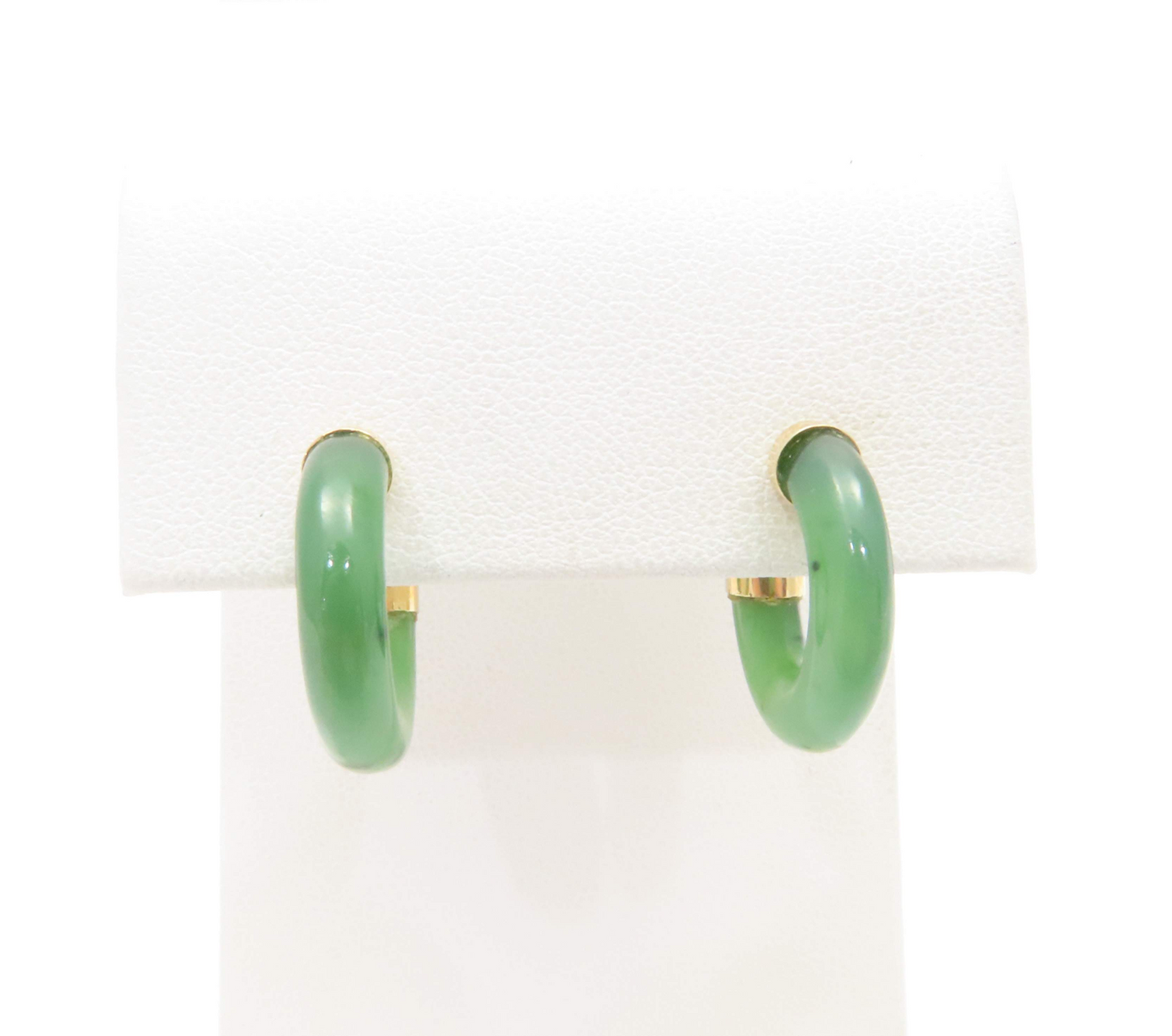 14k Yellow Gold Jade Semi-Hoop Earrings