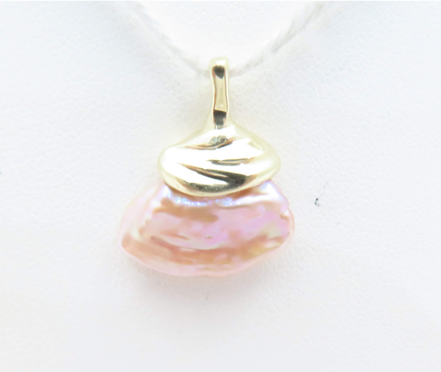 14k Yellow Gold Pink Keshi Pearl Pendant