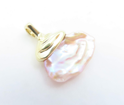 14k Yellow Gold Pink Keshi Pearl Pendant