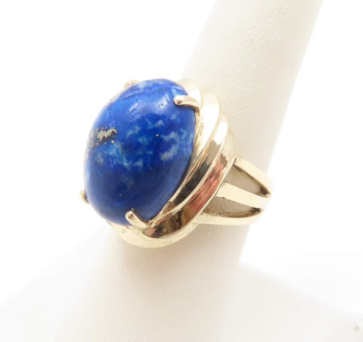 14k Yellow Gold 17.5x12mm Lapis Ring Size 7