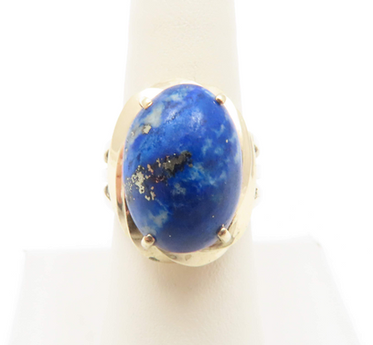 14k Yellow Gold 17.5x12mm Lapis Ring Size 7