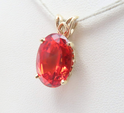 14k Yellow Gold 14x10mm Oval Orange Sapphire Pendant