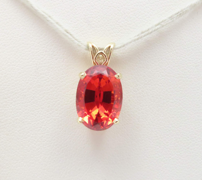 14k Yellow Gold 14x10mm Oval Orange Sapphire Pendant