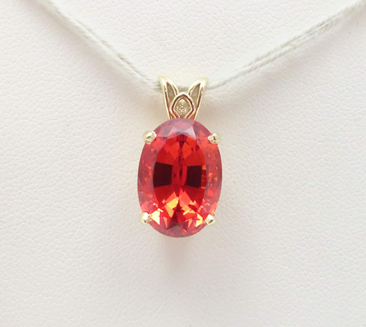 14k Yellow Gold 14x10mm Oval Orange Sapphire Pendant