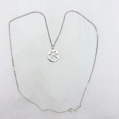 Sterling Silver Paw Print Necklace 18"