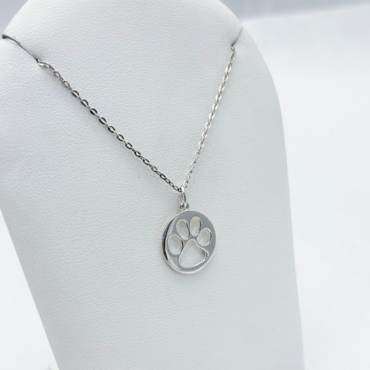 Sterling Silver Paw Print Necklace 18"