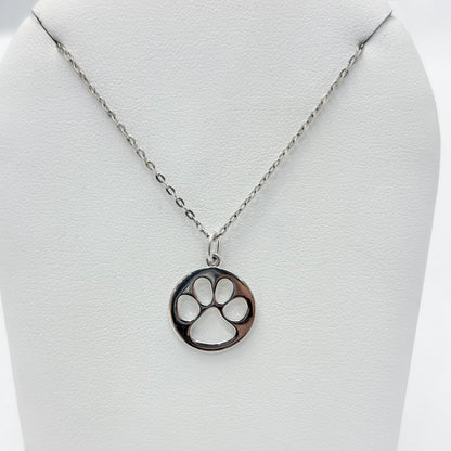 Sterling Silver Paw Print Necklace 18"