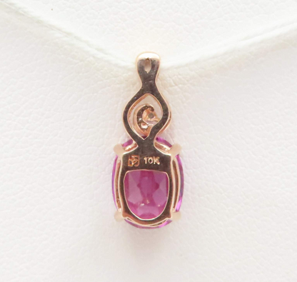 10k Rose Gold Pink Sapphire & Diamond Accent Pendant