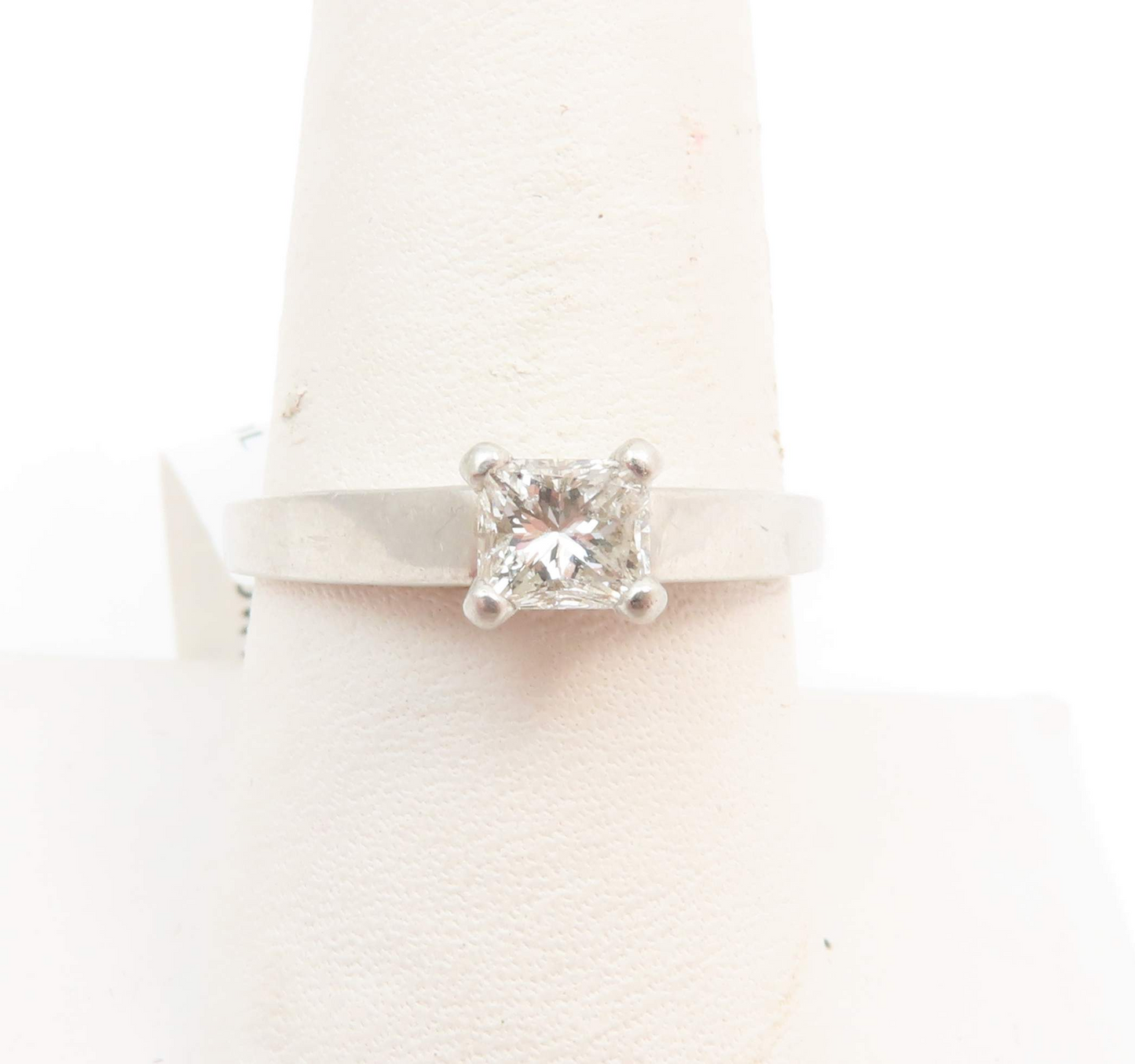 Platinum 5/8c Princess Cut Cathedral Solitaire Ring Size 8