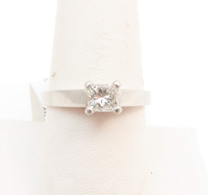 Platinum 5/8c Princess Cut Cathedral Solitaire Ring Size 8