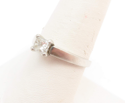 Platinum 5/8c Princess Cut Cathedral Solitaire Ring Size 8