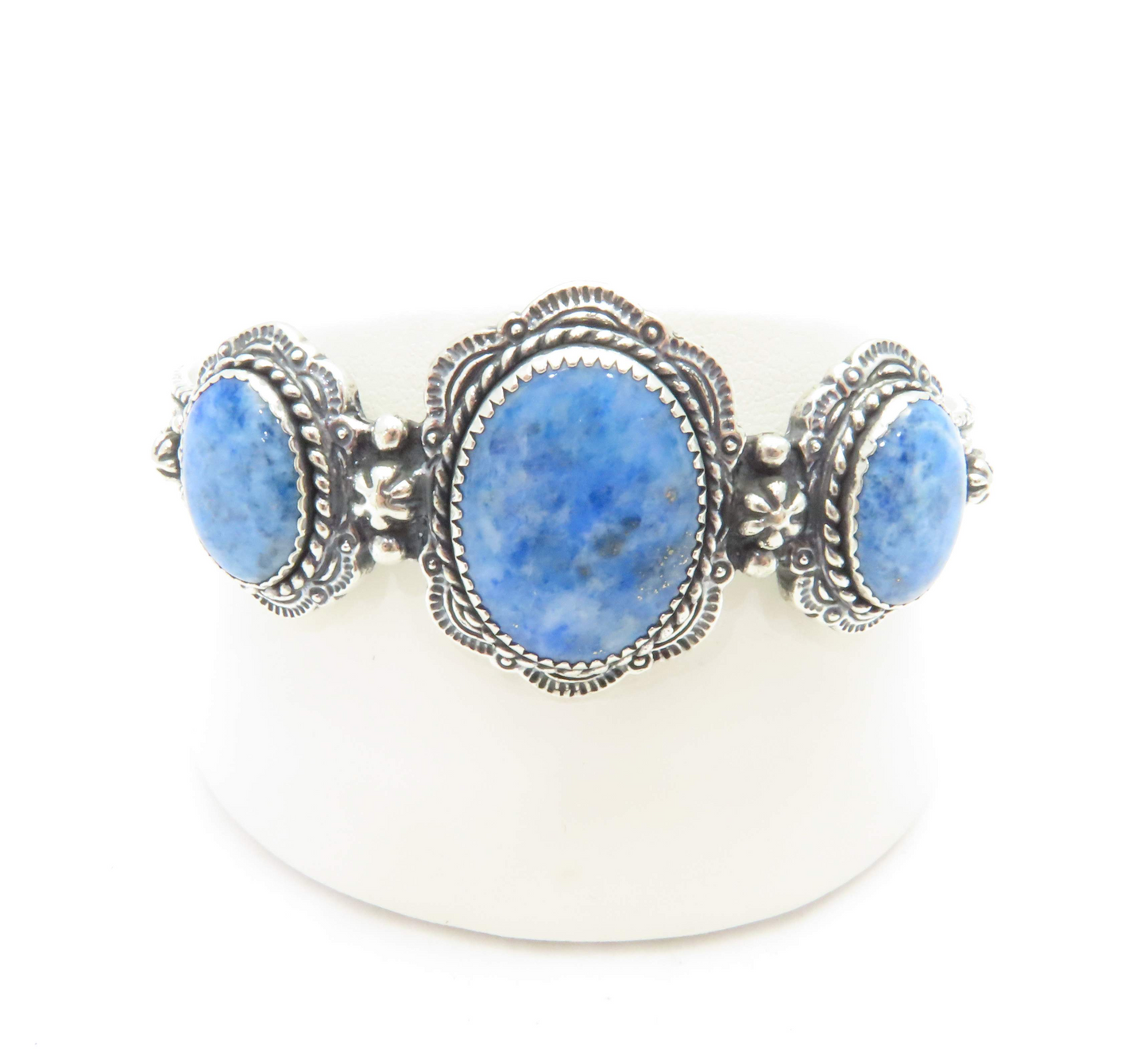 Sterling Silver 3 Stone Lapis Cuff Bracelet *Carolyn Pollack
