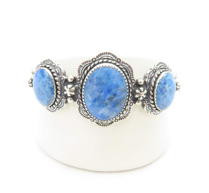 Sterling Silver 3 Stone Lapis Cuff Bracelet *Carolyn Pollack
