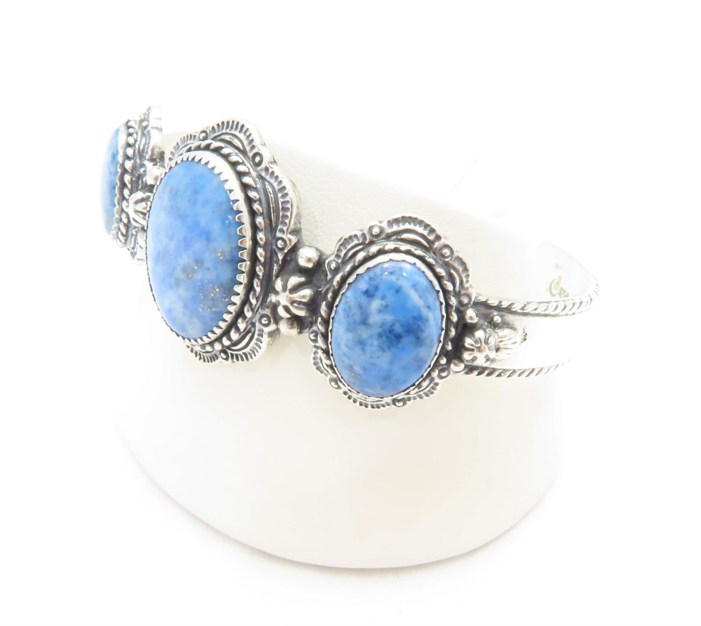 Sterling Silver 3 Stone Lapis Cuff Bracelet *Carolyn Pollack