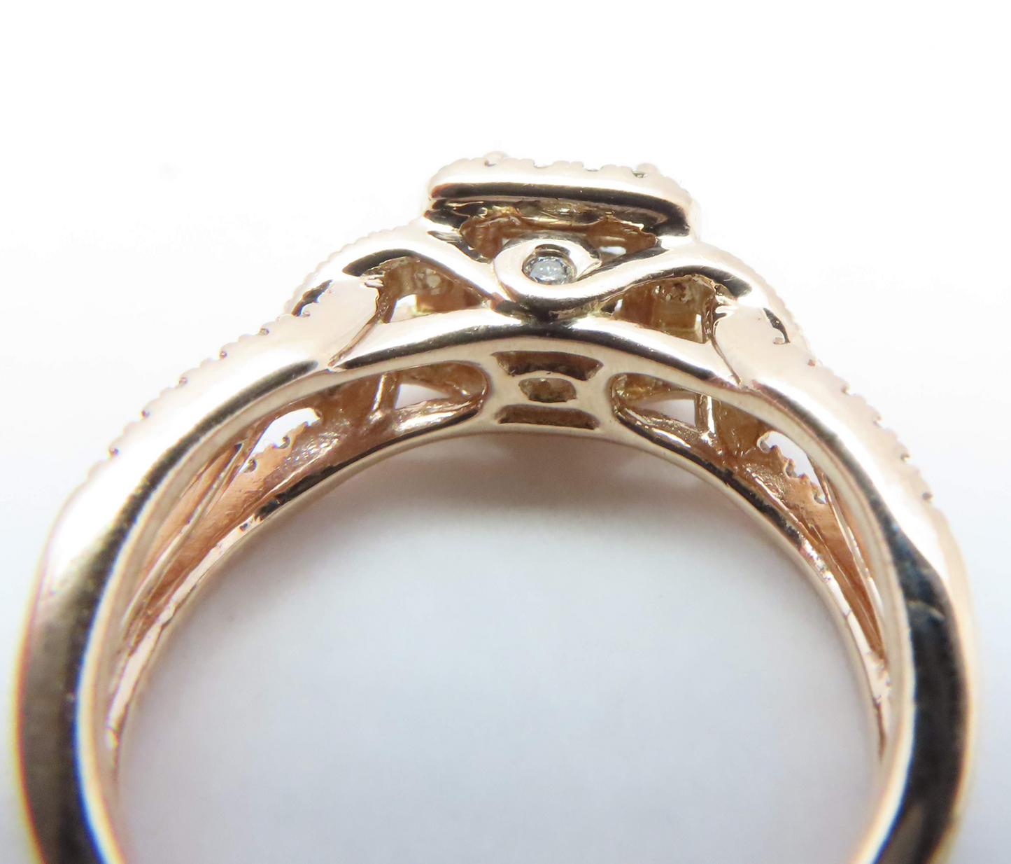 10k Rose Gold Invisible Set Diamond Halo Ring ~3/4ctw Size 5