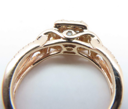 10k Rose Gold Invisible Set Diamond Halo Ring ~3/4ctw Size 5