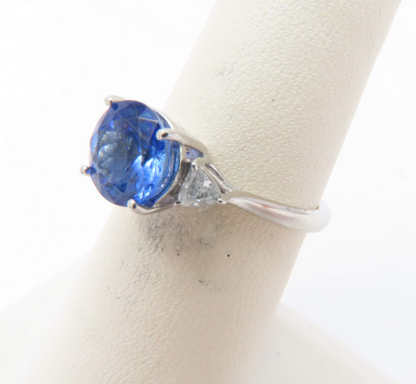 Platinum 1.9c Round Tanzanite & ~1/5ctw Diamond Accent Ring Size 6 *w/ Papers*