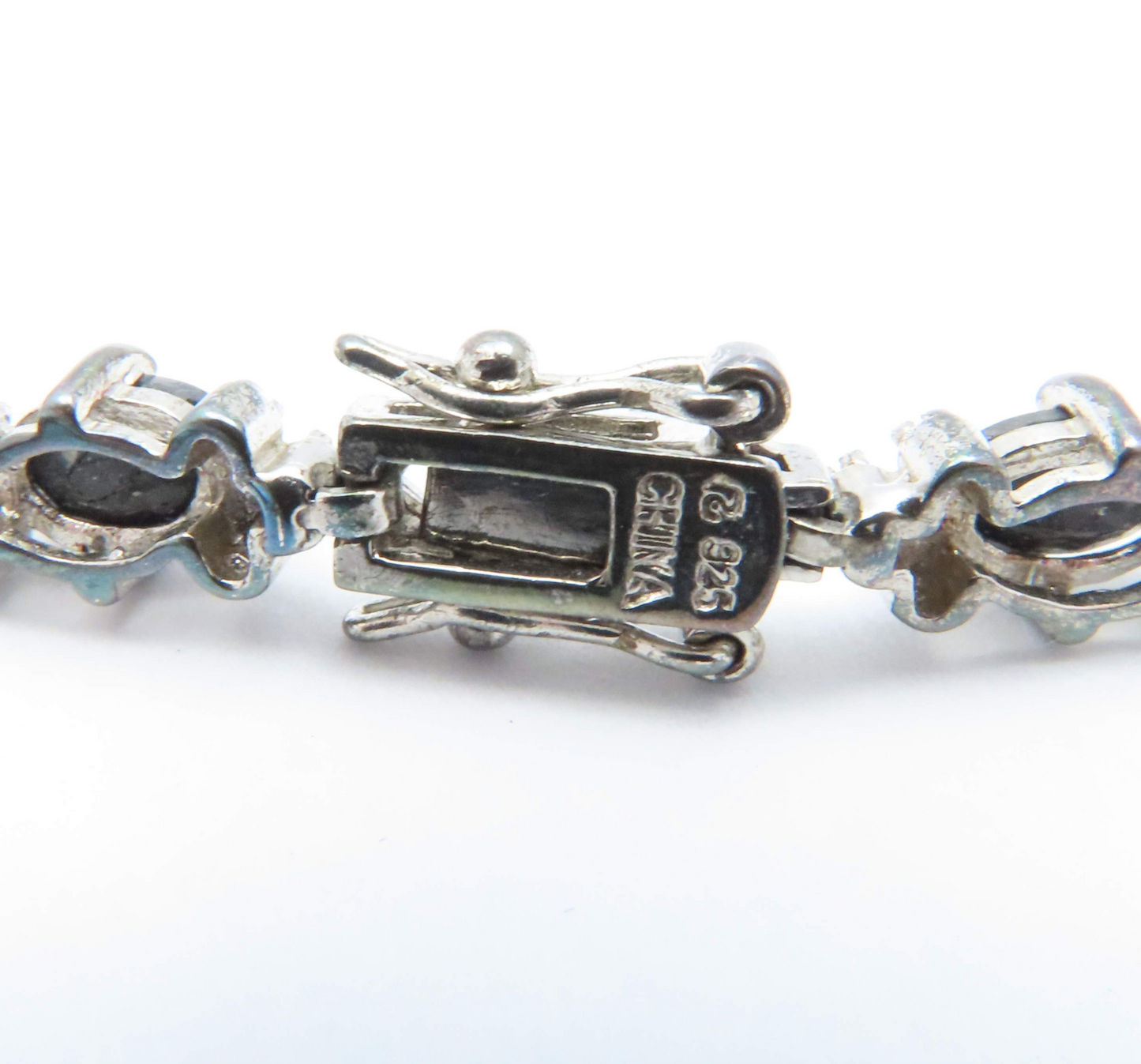 Sterling Silver Sapphire & Diamond 7 3/8" Bracelet