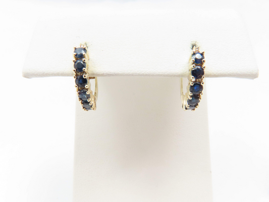 10k Yellow Gold Sapphire 1/2” Hoop Earrings