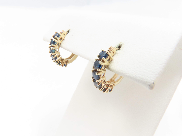 10k Yellow Gold Sapphire 1/2” Hoop Earrings