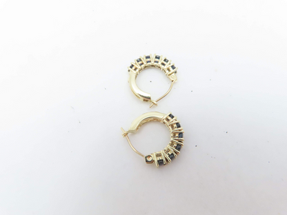 10k Yellow Gold Sapphire 1/2” Hoop Earrings