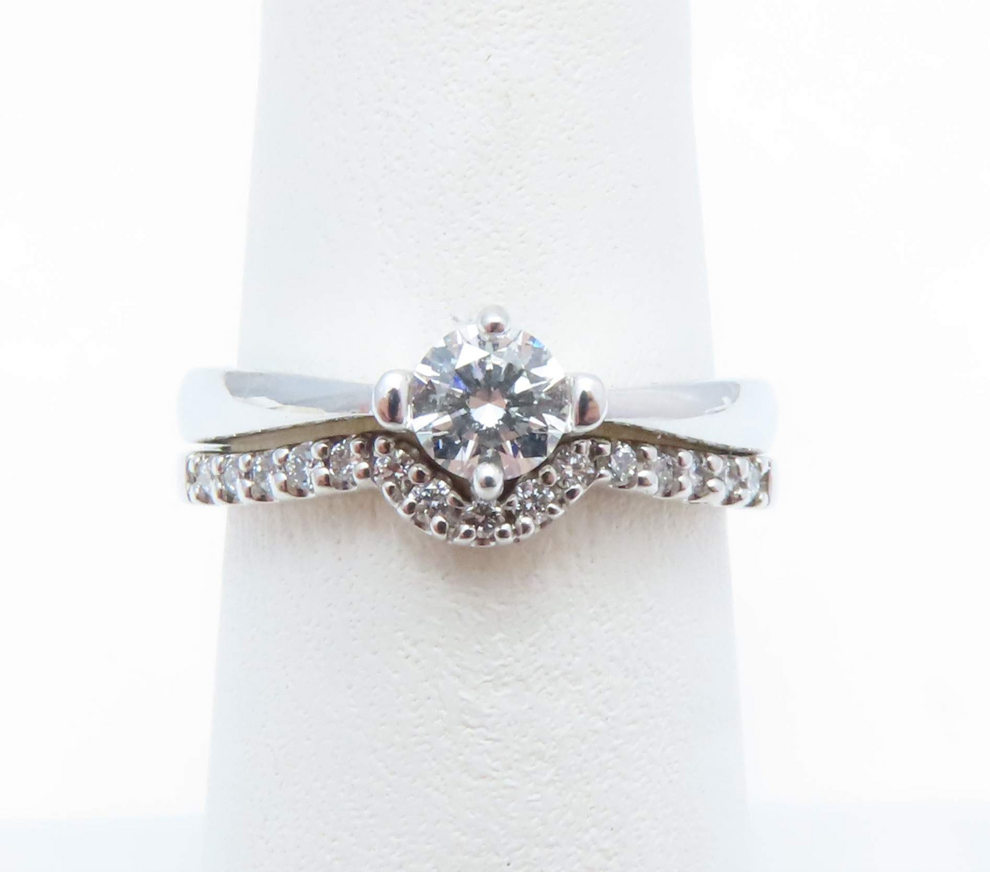 14k White Gold 1/2ctw Diamond Wedding Set Rings Size 6